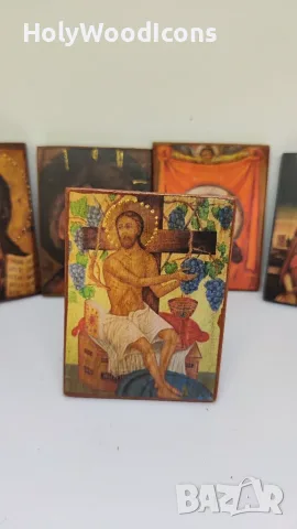 Дървена икона Исус Христос Лозата (Истинската лоза) – Ръчна изработка, снимка 3 - Икони - 56103670