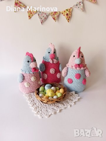 Великденска композиция, плетени играчки, великденски яйца, заек, пиленца, снимка 6 - Други - 40227409