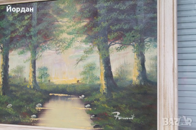 Картина масло върху платно дървена рамка, снимка 11 - Антикварни и старинни предмети - 41209665