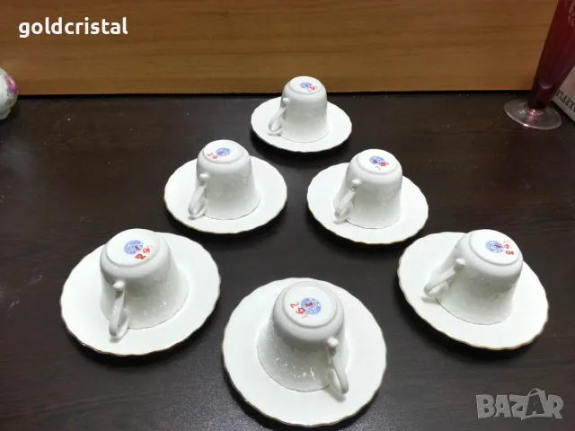 Стар български костен порцелан Бононя чашки за чай кафе, снимка 6 - Антикварни и старинни предмети - 48684019