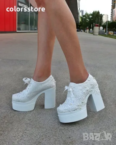 Обувки на ток - бели - K036-07