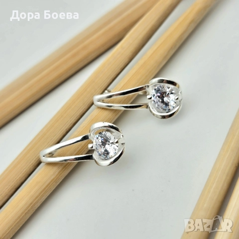 Сребърни обеци: "Звезда", снимка 3 - Обеци - 52214598