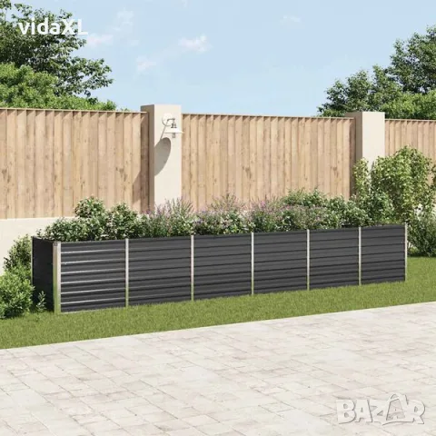 vidaXL Градинска висока леха поцинкована стомана 480x80x77 см антрацит（SKU: 47071）, снимка 2 - Градинска техника - 56063244