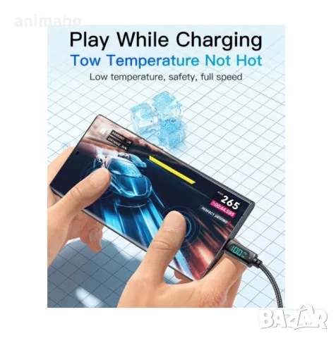 ANIMABG Кабел за зареждане и прехвърляне на данни с дисплей, 100W, 7A, USB-C TURBO CHARGE, 1 метър, снимка 6 - UPS захранвания - 49300094