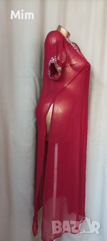  М Прозрачна рокля / парео / с релефна бродерия цвят бордо, снимка 2 - Рокли - 41393854