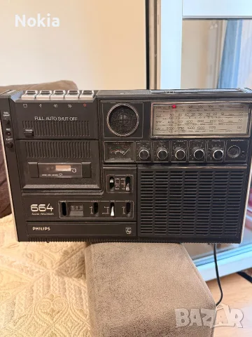 Ретро Радиокасетофон Philips 664 (22AR664) – Напълно работещ, снимка 5 - Радиокасетофони, транзистори - 56288350