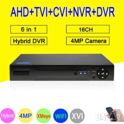 6в1 Мултихибриден 16 Канален 4K Hexaplex XVR DVR за AHD CVI TVI XVI IP CVBS 4MPx,3MPx,2MPх Камери, снимка 1 - Комплекти за видеонаблюдение - 41479967