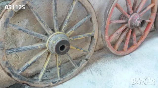 лот от две масивни колела от каруца, файтон, снимка 4 - Антикварни и старинни предмети - 48170642