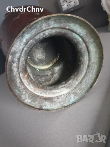 45см-4кг стара китайска бронзова ваза /голяма/фигурална/с дракони-птици, снимка 14 - Антикварни и старинни предмети - 52495668