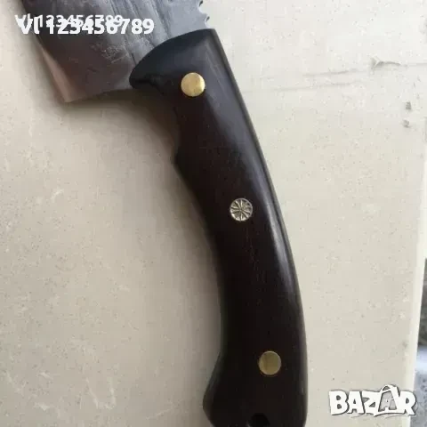 Ловен,ръчно кован нож 5Cr15Mov, кожен калъф, 140х275 мм, снимка 3 - Ножове - 50771109