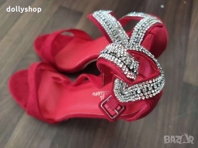 Червени Дамски Обувки на ток, снимка 4 - Дамски обувки на ток - 34266844
