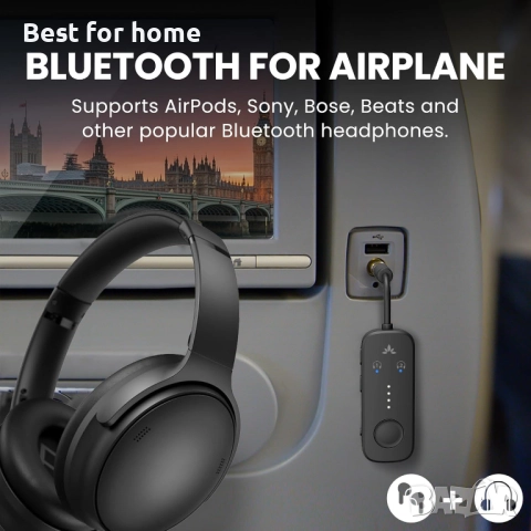 Avantree Relay - Bluetooth 5.3 аудио адаптер за пътуване, полет, фитнес зала, снимка 2 - Други - 51511573