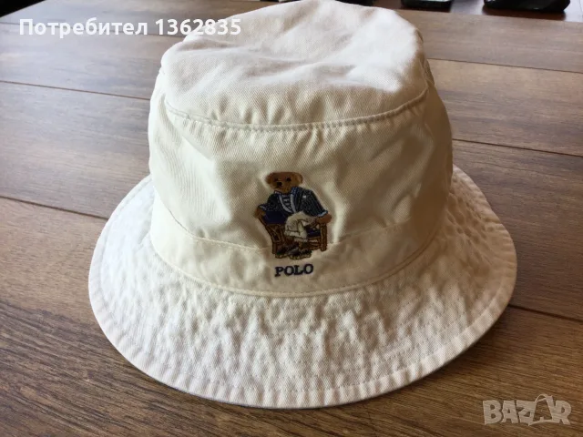 НОВА оригинална мъжка бяла шапка идиотка / bucket hat POLO RALPH LAUREN размер L / XL / 61 см от САЩ, снимка 5 - Шапки - 55900513