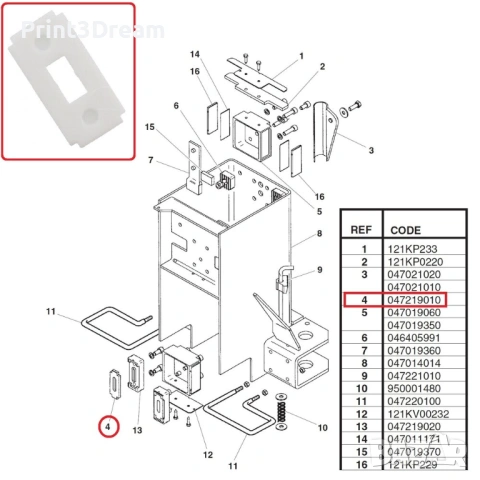 Плъзгач с отвор за електромеханични подемници SPACE, RAVAGLIOLI, BUTLER, SIRIO; 047219010