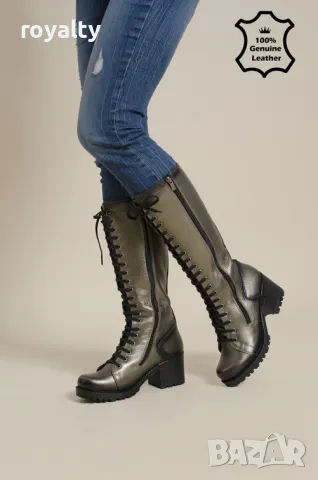 Равни ботуши - бронз ЕСТЕСТВЕНА кожа