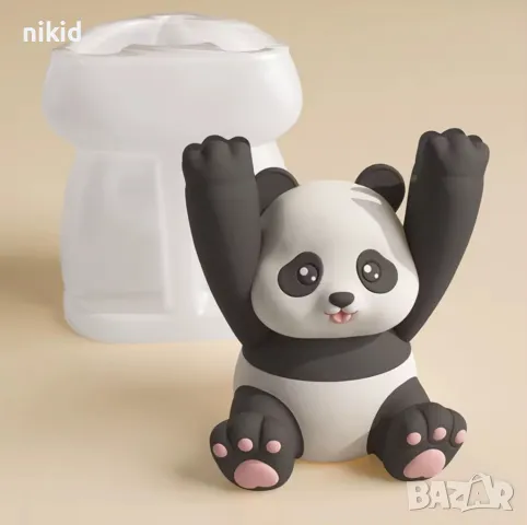3d Мече панда вдигнати ръце силиконов молд форма фондан шоколад смола свещ сапун гипс декор