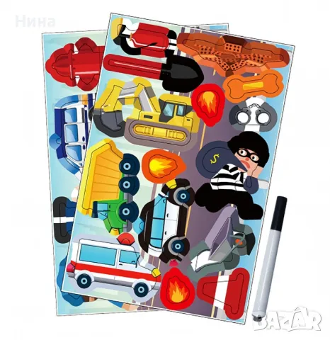 Магнитна книга Пожарна 🔥 и полиция 🚓, снимка 3 - Игри и пъзели - 47881631