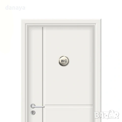 6399 Метална самозалепваща табелка WC за врата – 6.5 см, снимка 2 - Други - 53656922