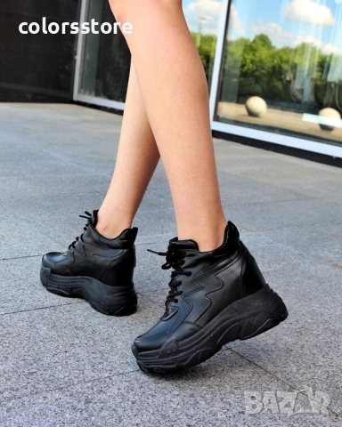 Кецове на платформа - черна кожа - PA100-1

, снимка 2 - Кецове - 50967874