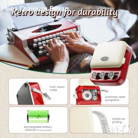 Нов ретро Phomemo P15 Етикетен Принтер – Бързо, Ясно и Лесно Печатане, снимка 9 - Друга електроника - 49516805