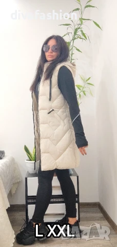 ✅Дамски елек - грейка дълъг с качулка L XL XXL Удобен! Практичен! Качествен! Поръчай на 📱💌, снимка 5 - Елеци - 47083631