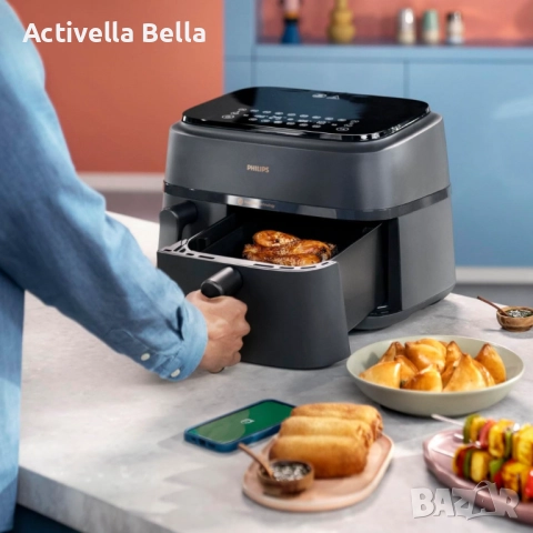Philips Airfryer 3000 Series Dual Basket - 9L, 2750W, RapidAir технология, 2 независими кошниц, снимка 2 - Фритюрници - 52523977
