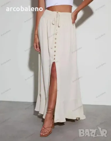 Дамска едноцветна пола с колан на талията, 2цвята , снимка 3 - Поли - 48684845