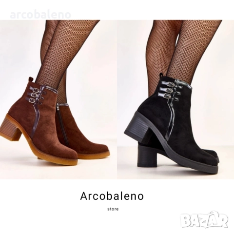 Дамски боти до глезена с висок ток и катарами от Karena, 2цвята 