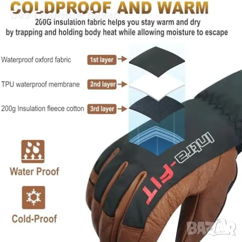 Нови Топлоизолиращи водоустойчиви ръкавици за зимни спортове ски L размер, снимка 7 - Зимни спортове - 48316283