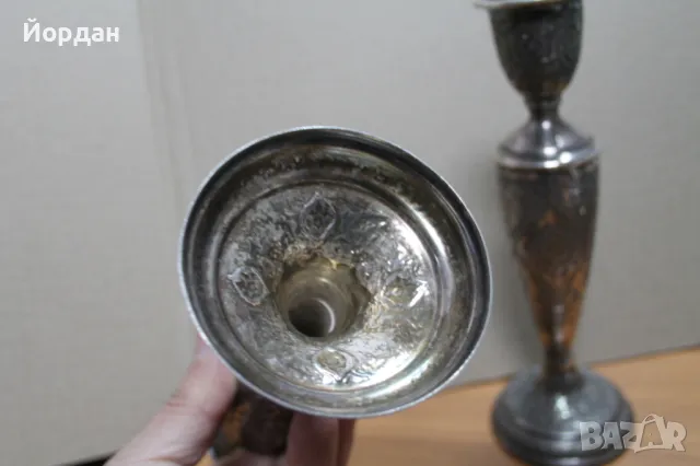 1 чифт сребърни свещници от царска Русия, снимка 7 - Антикварни и старинни предмети - 49212286