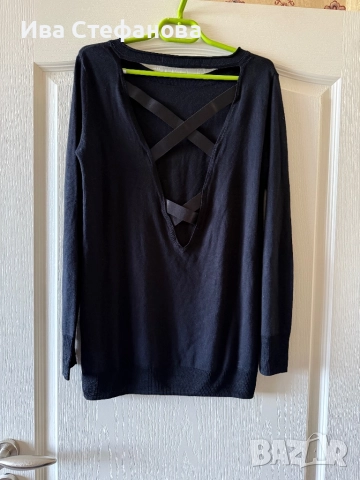 Нова памук памучна черна елегантна еластична 100 % оригинална маркова блуза Guess , снимка 2 - Блузи с дълъг ръкав и пуловери - 52566131