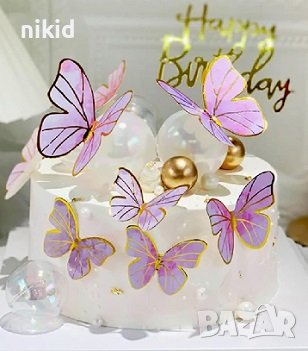 10 бр картонени пеперуди украса декор за торта мъфини кексчета, снимка 6 - Други - 44247394