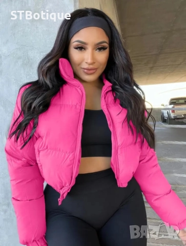 💖 Зимно Дамско Леко Розово Късо Яке –стилно и комфортно | STBoutique, снимка 2 - Якета - 51980951