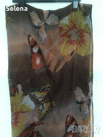 ефирен шал в кафяво, снимка 2 - Шалове - 39720868