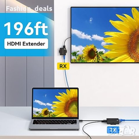 Нов HDMI удължител до 60м през Cat6/Cat7 Ethernet кабели Full HD 1080P 3D, снимка 6 - Друга електроника - 42461214