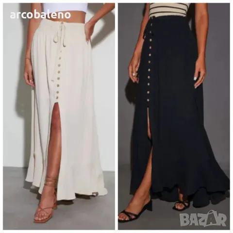 Дамска едноцветна пола с колан на талията, 2цвята 