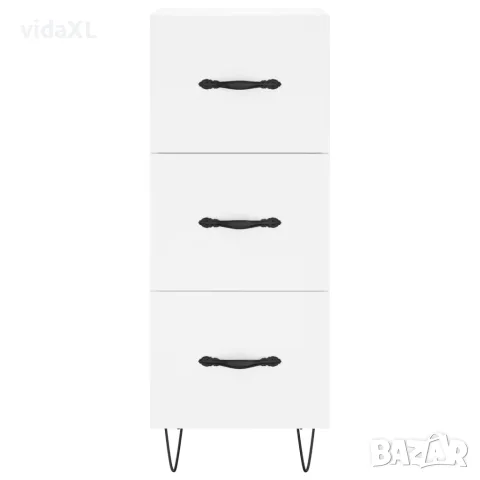 vidaXL Сайдборд, бял, 34,5x34x90 см, инженерно дърво, снимка 6 - Бюфети - 56147923