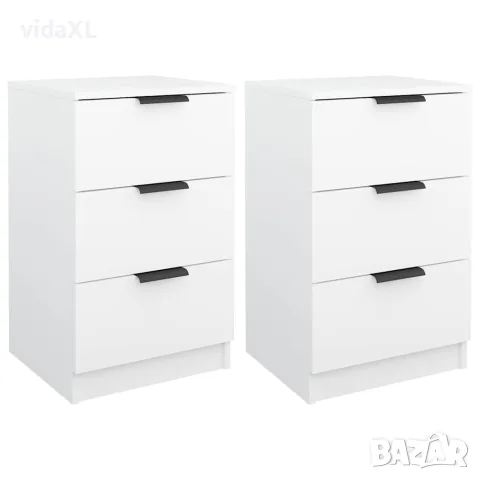 vidaXL Нощни шкафчета, 2 бр, Бял, 40x36x65 см