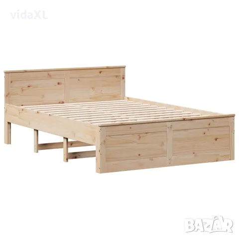 vidaXL Рамка за легло без матрак с табла 140x190 см борово дърво масив, снимка 7 - Спални и легла - 56147023