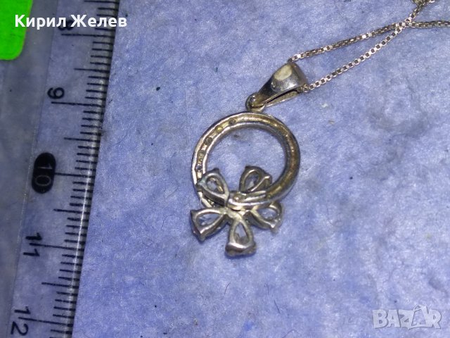 ФЛОРАЛЕН СКЪПОЦЕНЕН СРЕБЪРЕН МЕДАЛЬОН с БЯЛА ПОЗЛАТА иПОСРЕБРЕНА ВЕРИЖКА от БЛАГОРОДНА СТОМАНА 27626, снимка 6 - Колиета, медальони, синджири - 40532581