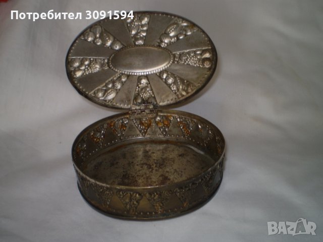 19ти век посребрена месингова кутия за бижута, снимка 3 - Антикварни и старинни предмети - 41756276