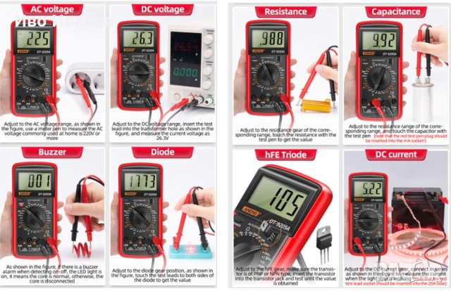 Цифров мултиметър DT9205M  , снимка 6 - Друга електроника - 44505669