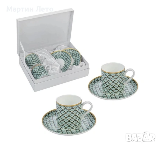 Сервиз за кафе Lancaster. Фин костен порцелан 2 комплекта х 2 чаши и чинийки., снимка 11 - Сервизи - 53179950