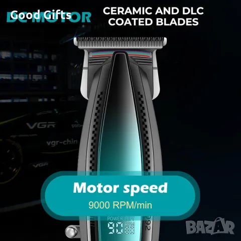 Професионален тример VGR V-992 – 9000RPM, метален корпус, LED дисплей, снимка 3 - Машинки за подстригване - 50387403