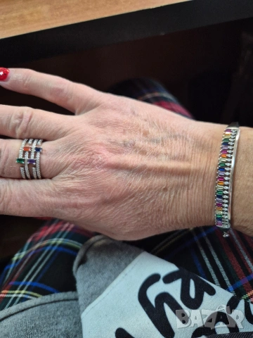 комплект сребърни гривна и пръстен