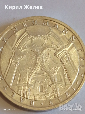 Сребърна монета 5 марки 1978г. ФРГ тема 225г. От смъртта на архитект Балтазар Нойман 51249, снимка 7 - Нумизматика и бонистика - 53782242