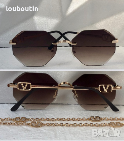 Valentino дамски слънчеви очила Осмоъгълник с верижка синджир, снимка 3 - Слънчеви и диоптрични очила - 44701759