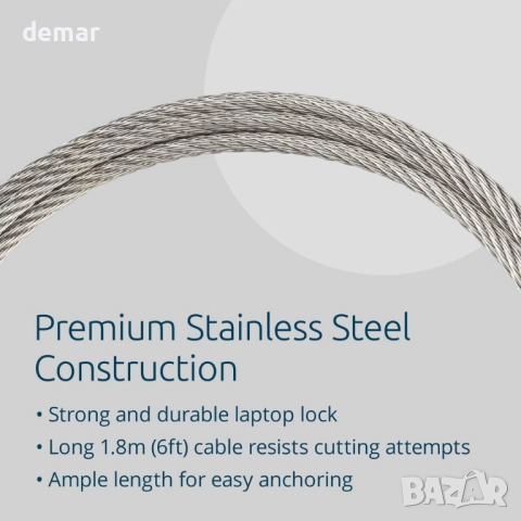 Kensington Slim NanoSaver 2.0 EQ ключалка за лаптоп с ключ, 1,8 м кабел (K60630WW), снимка 3 - Лаптоп аксесоари - 51463454