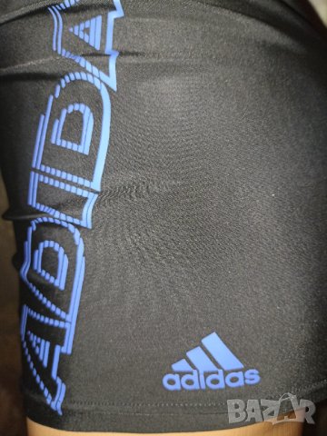 Adidas M, L- Оригинални плувки, бански в черно със сини надписи , снимка 3 - Спортни дрехи, екипи - 40763378