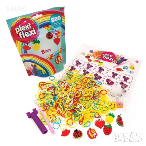 Комплект с 800 гумени ленти (ластици) и 8 аксесоара S_1246668, снимка 2 - Образователни игри - 49222741